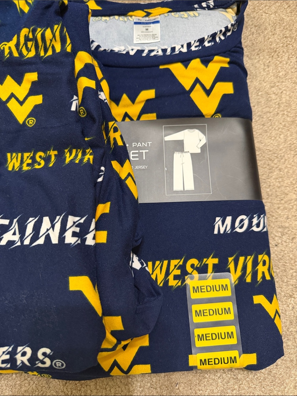 New West Virginia Mountaineers Navy & Gold Sleep Set - multiple sizes (S, M, XL) - Picture 5 of 7